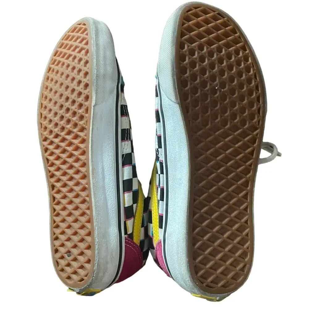 Vans Off the Wall Old Skool Crazy Check Neon Sneakers Mens 6.5 Womens 8